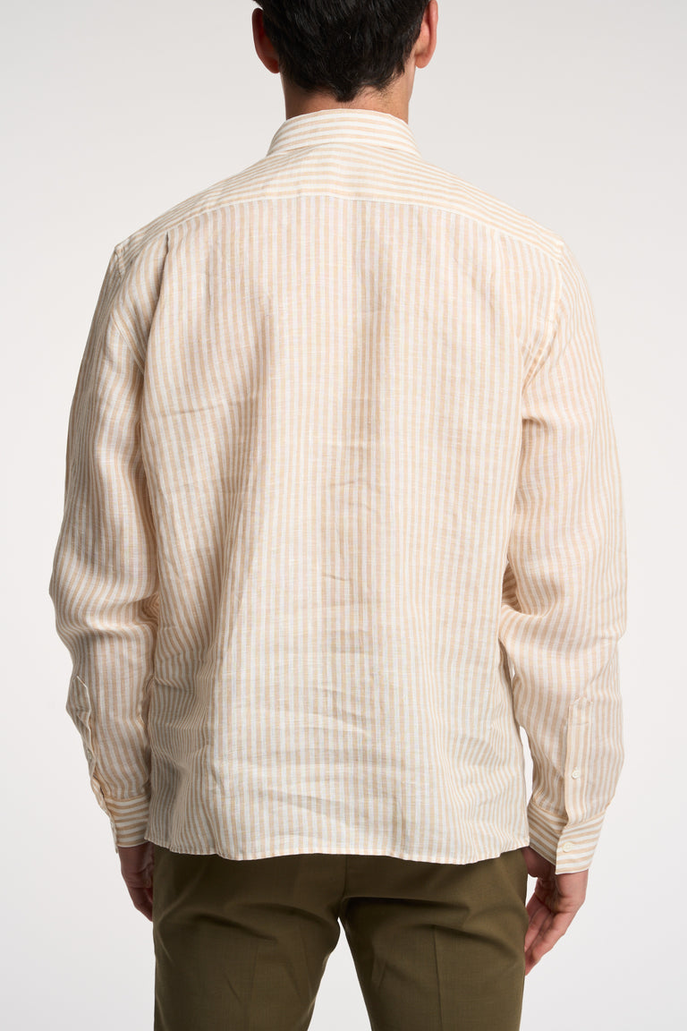 Lacoste camicia in lino botton down CH6985 beige