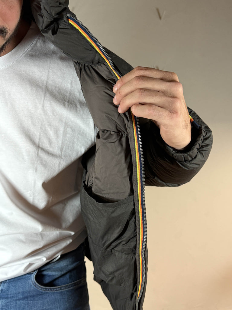 K-way piumino quill thermo light ripstop black olive