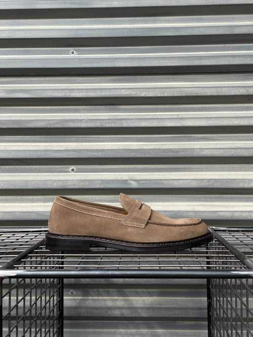 Doucal's mocassino penny in suede DU2405 cacao
