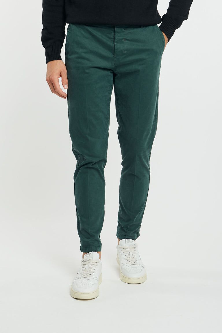 Pantalone chinos slim raso verde bottiglia 233151-88