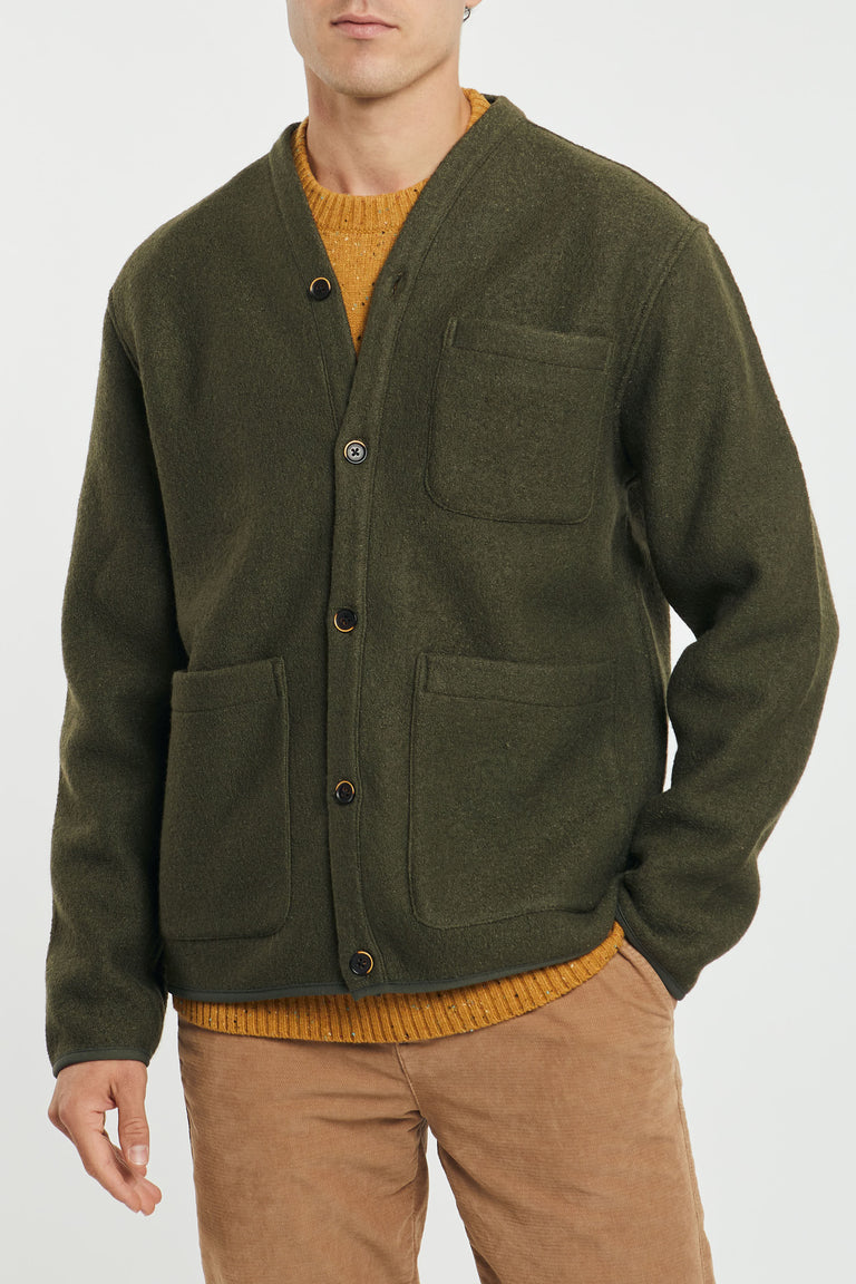 Cardigan in lana cotta verde