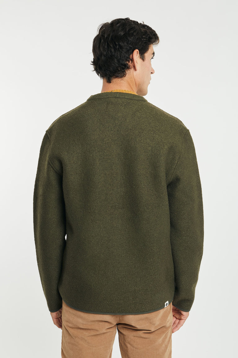 Cardigan in lana cotta verde