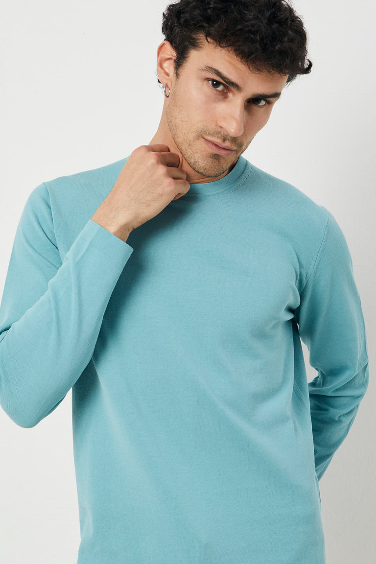 Maglia in cotone crepe verde acqua