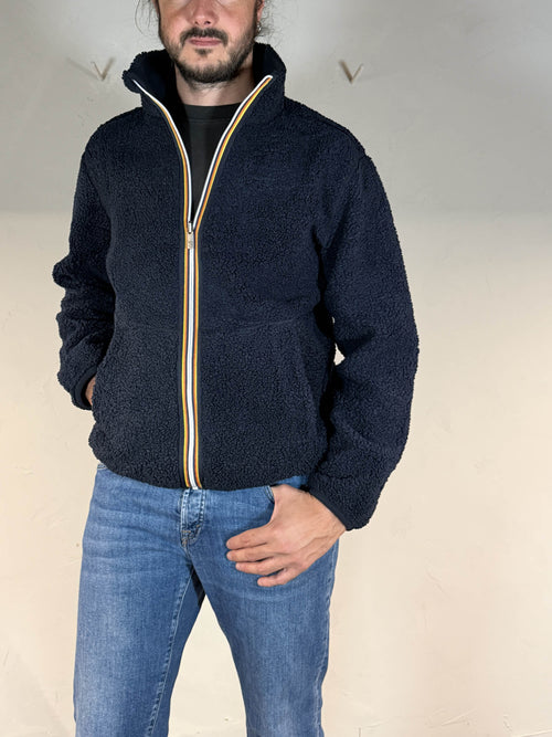K-way felpa sherpa pascal polar reversibile blue depht