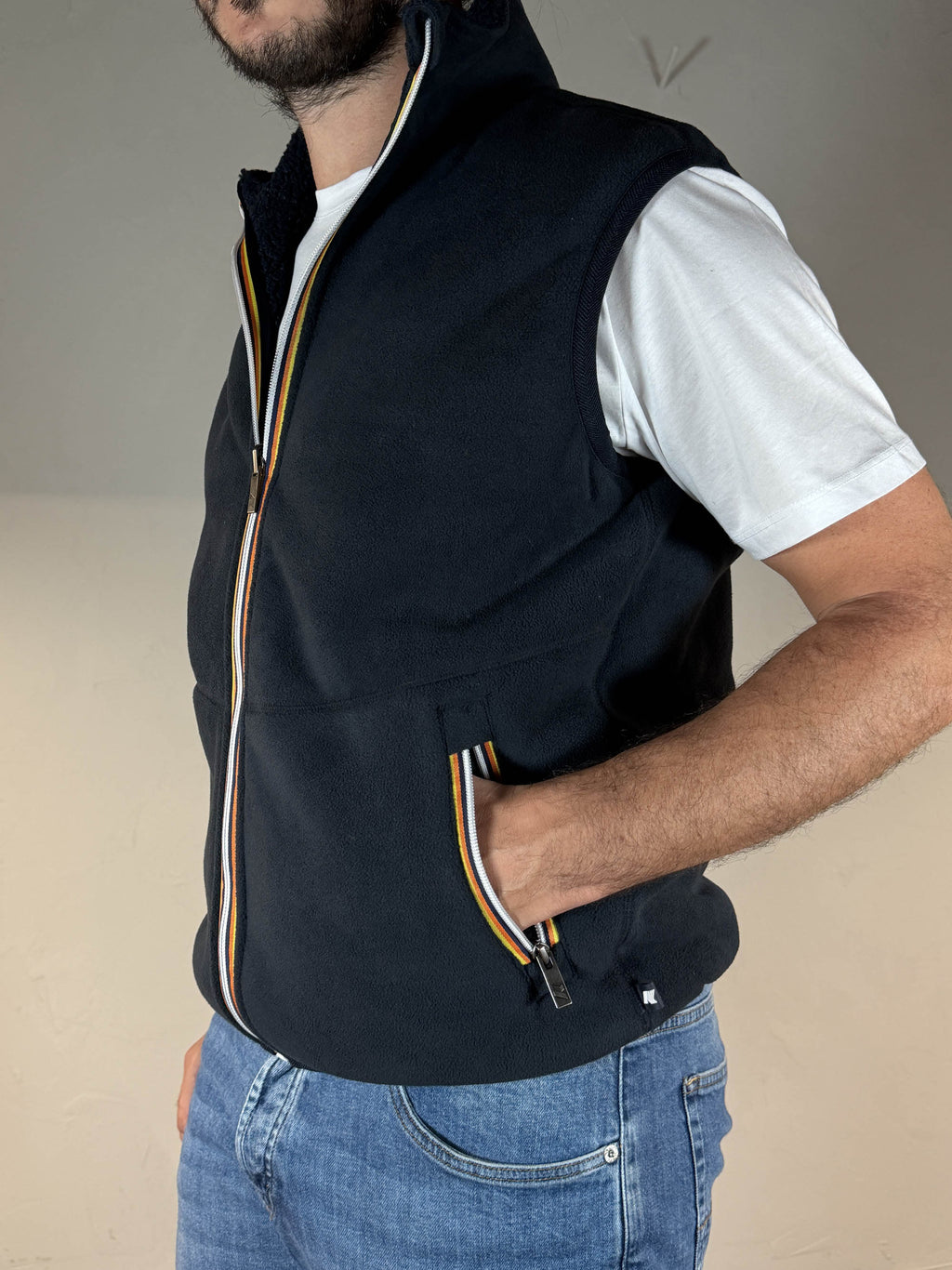 K-way smanicato Yannick sherpa reversibile blue depht