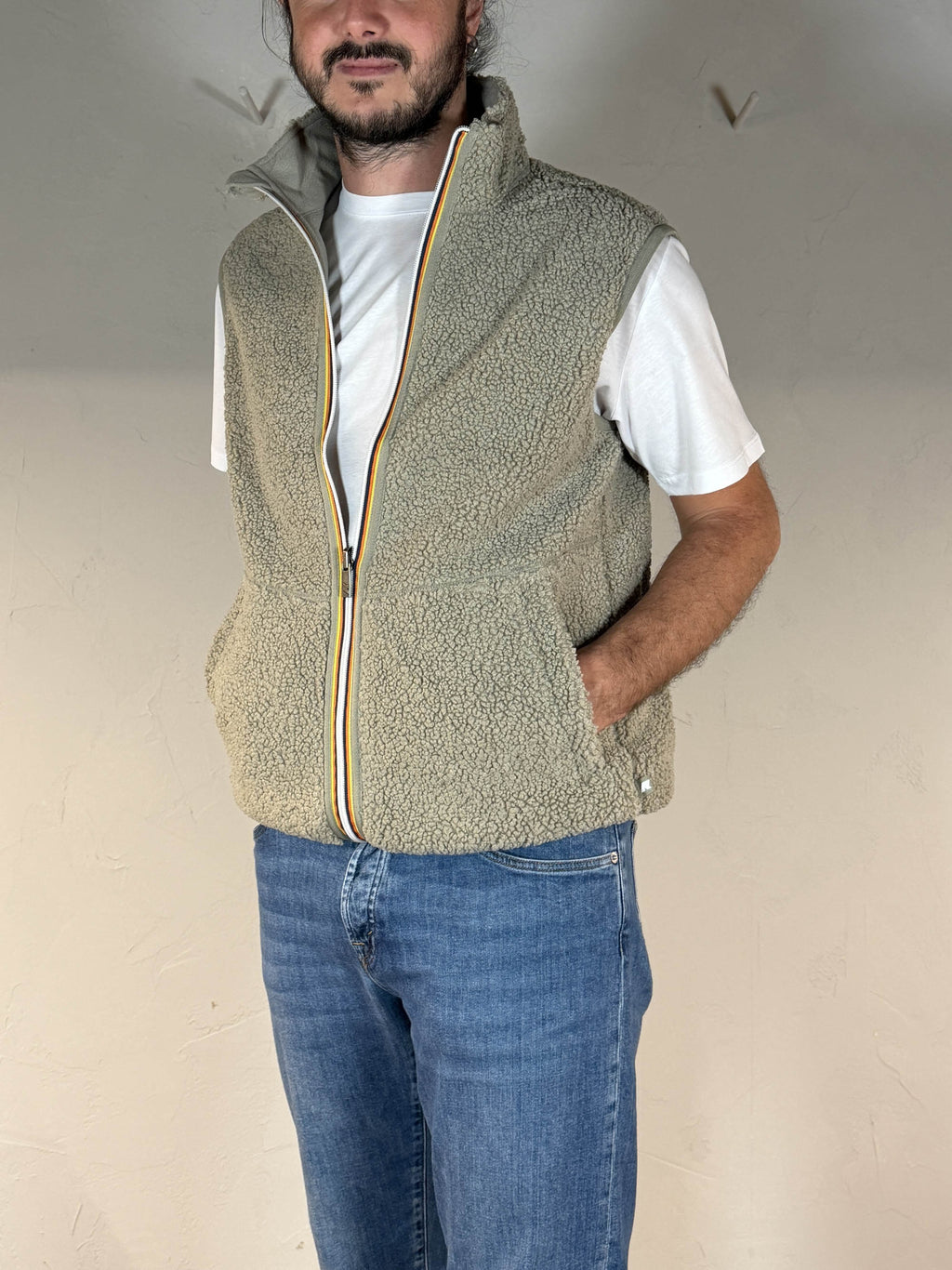 K-way smanicato Yannick sherpa reversibile green oak