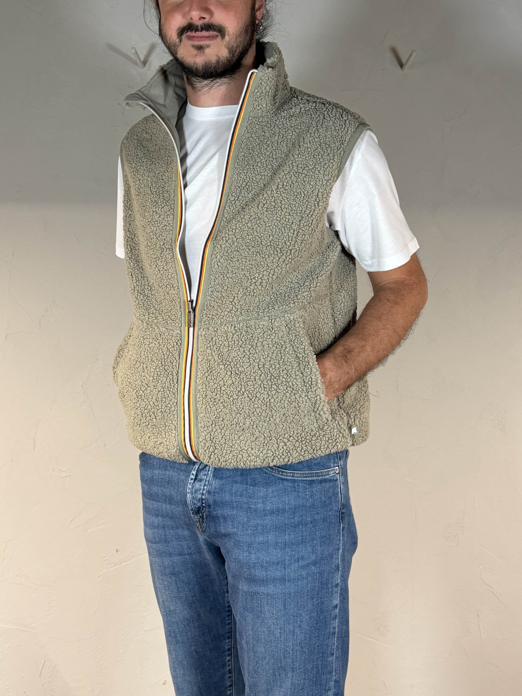 K-way smanicato Yannick sherpa reversibile green oak