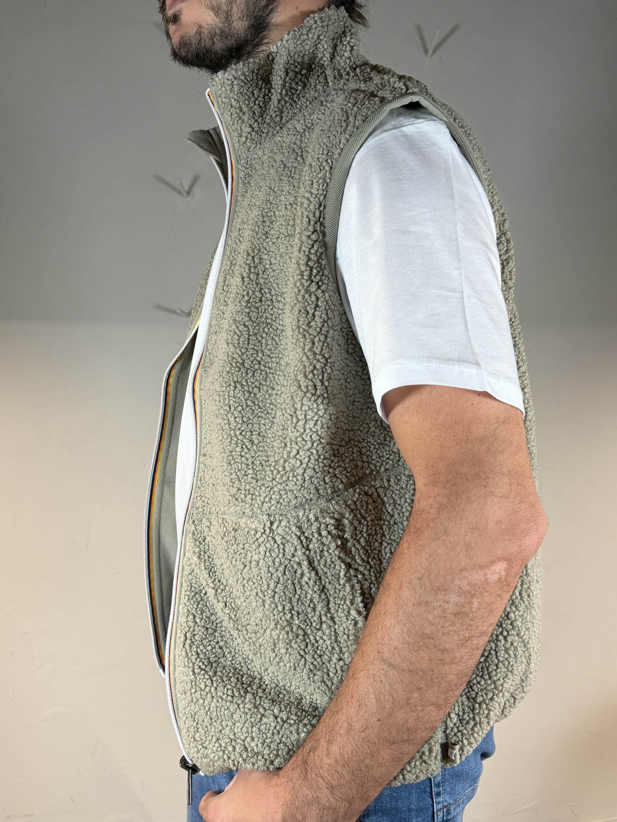 K-way smanicato Yannick sherpa reversibile green oak