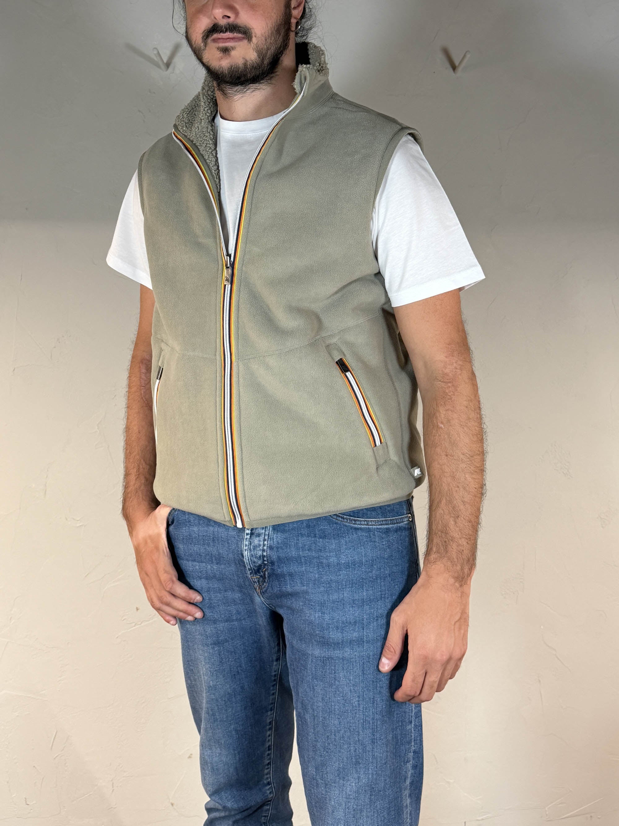 K-way smanicato Yannick sherpa reversibile green oak