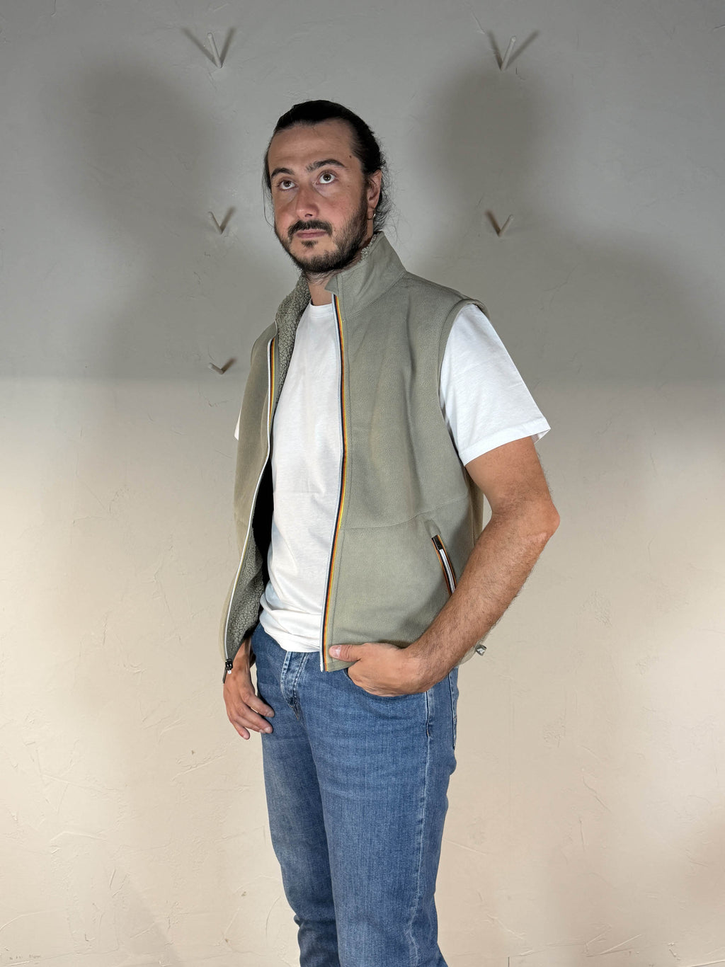 K-way smanicato Yannick sherpa reversibile green oak