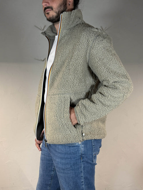 K-way felpa sherpa pascal polar reversibile green oak