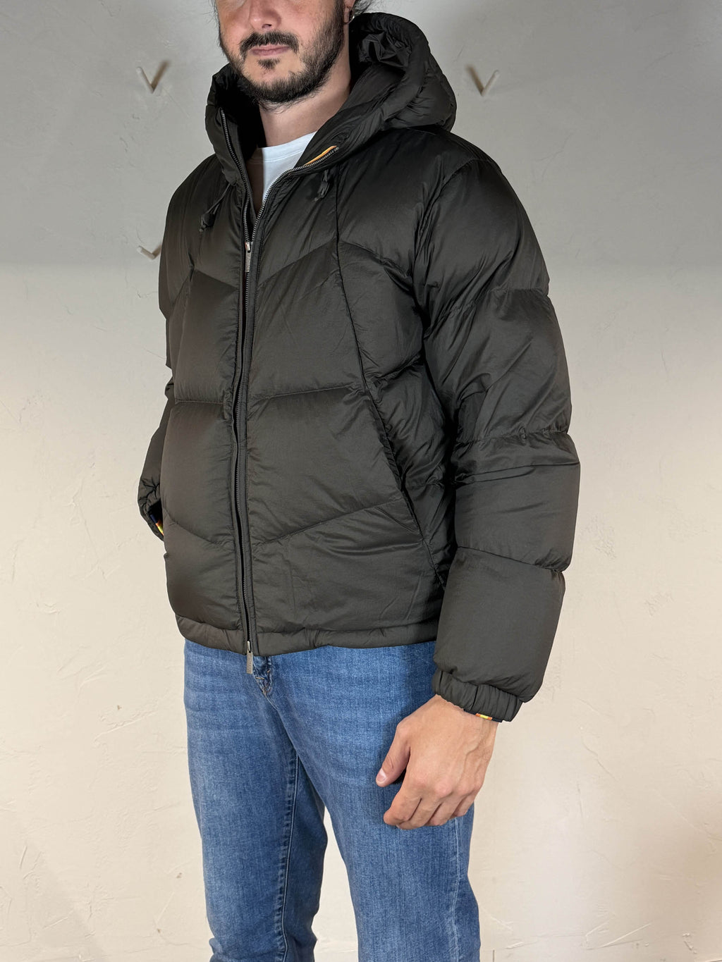 K-way piumino quill thermo light ripstop black olive