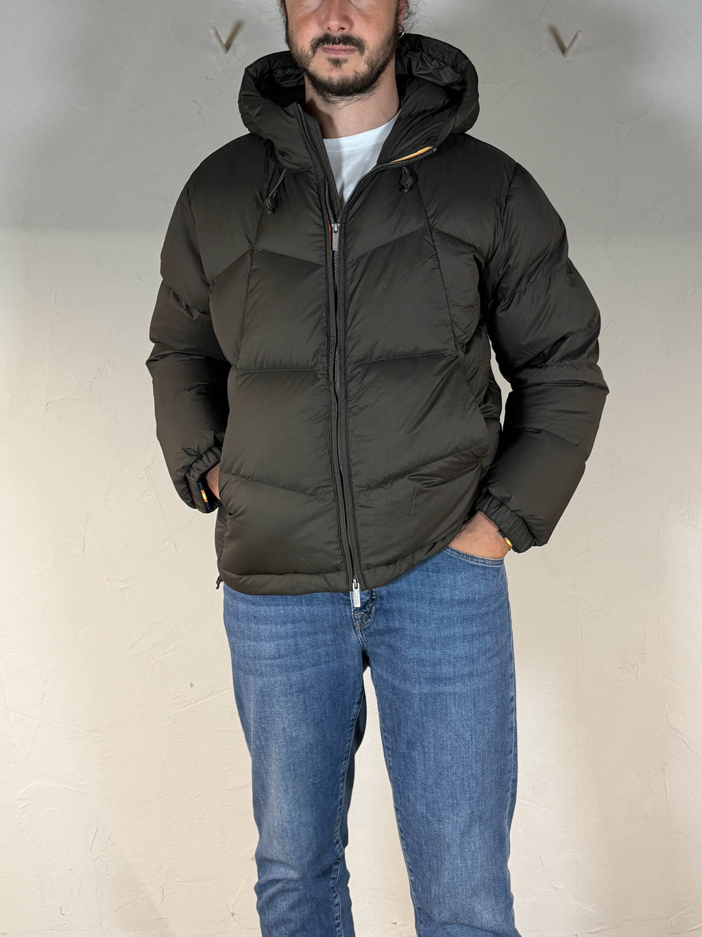 K-way piumino quill thermo light ripstop black olive