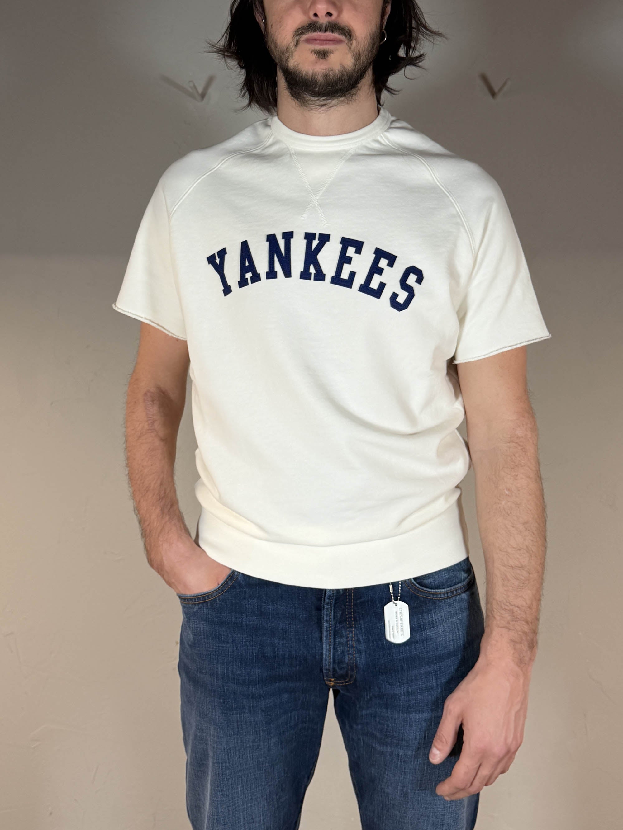 Chesapeake's felpa manica corta in cotone Yankees