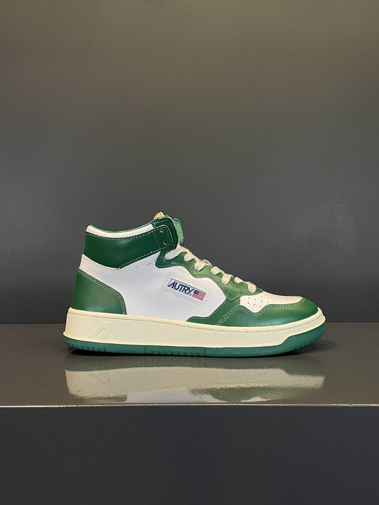 Medalist Mid Sneakers in pelle bianca e verde