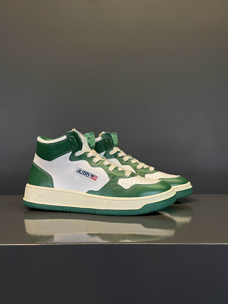 Medalist Mid Sneakers in pelle bianca e verde