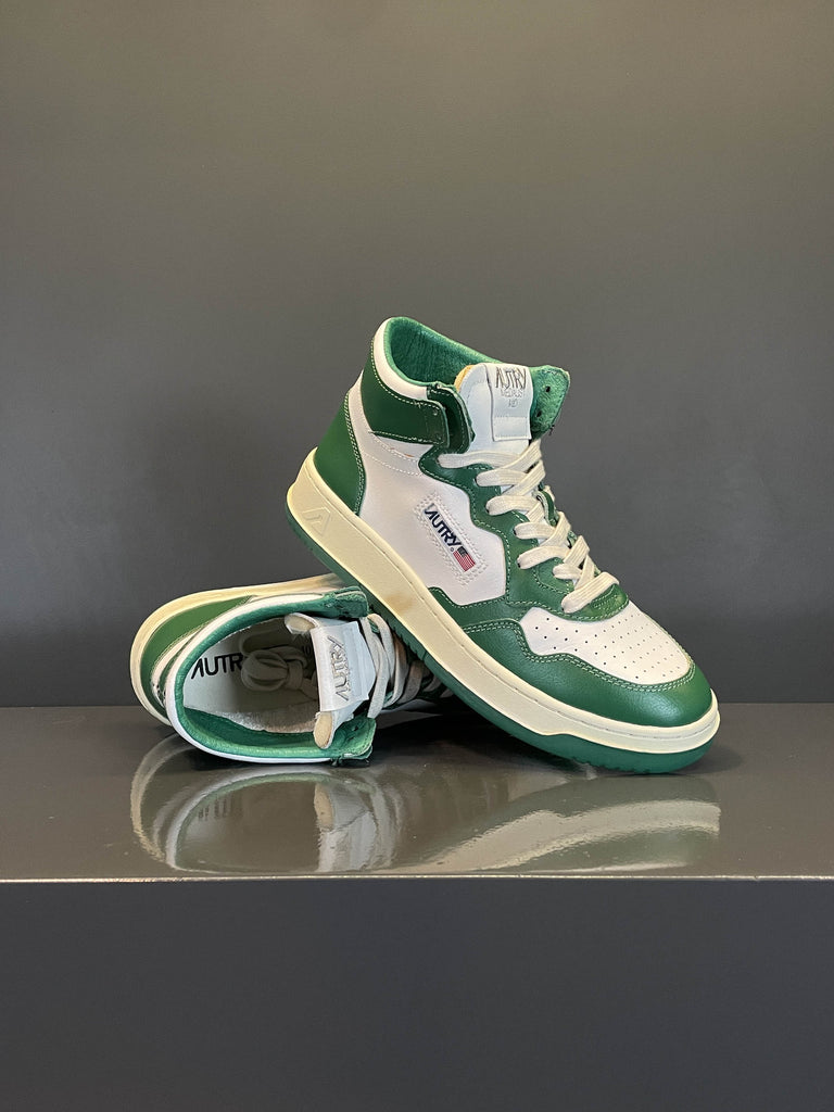 Medalist Mid Sneakers in pelle bianca e verde