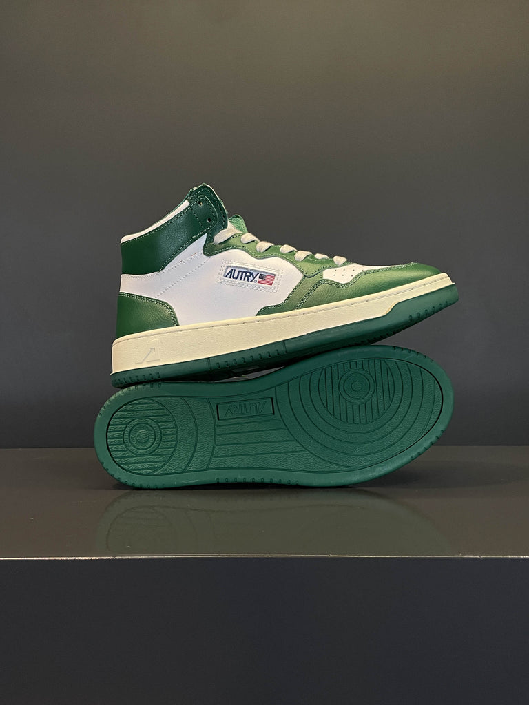 Medalist Mid Sneakers in pelle bianca e verde