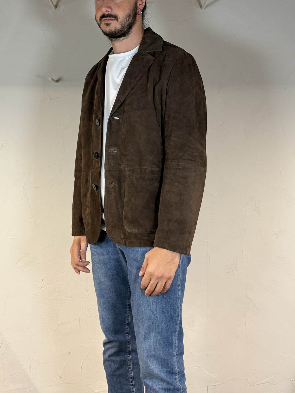 Giacca in pelle scamosciata marrone