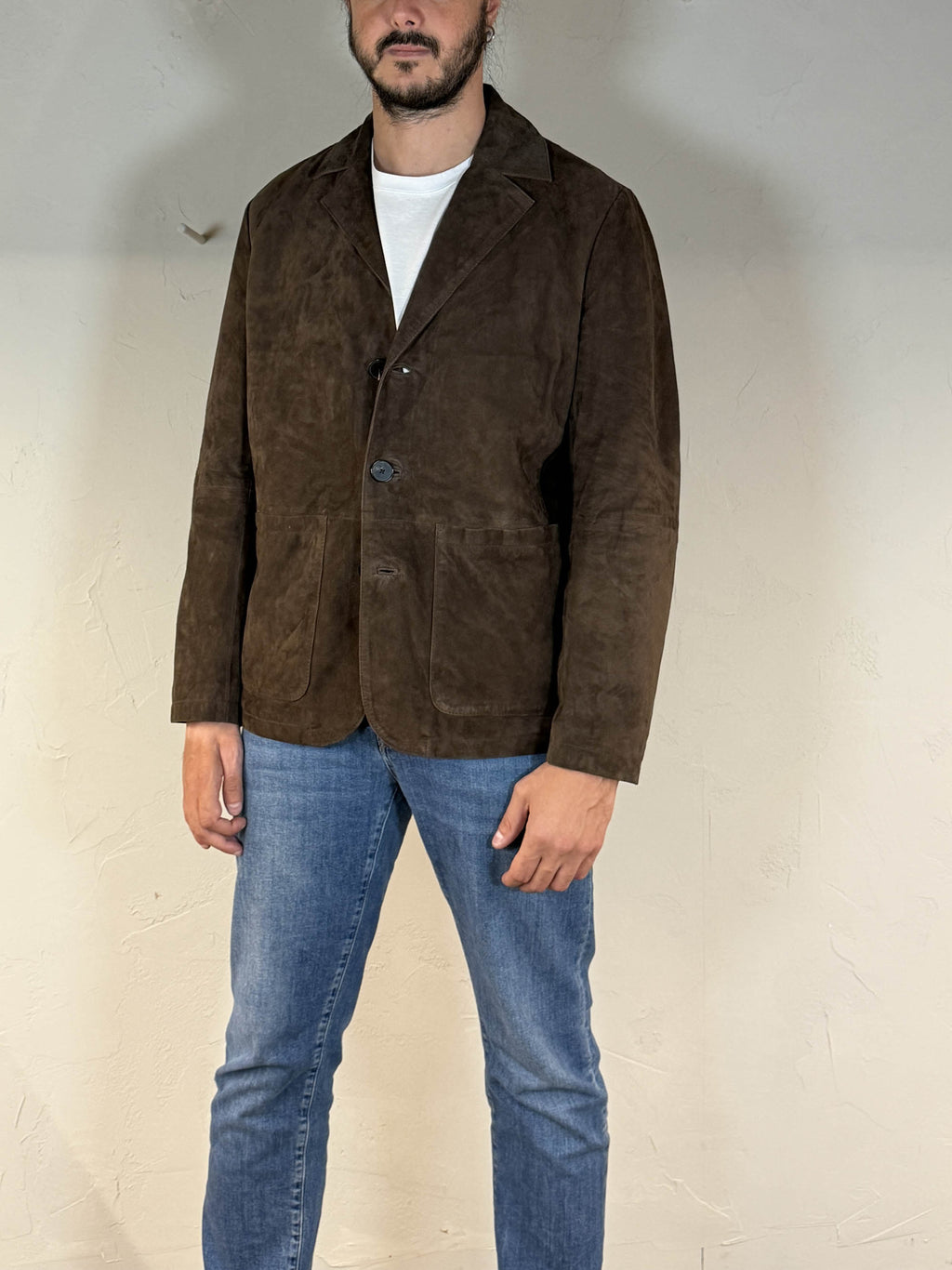 Giacca in pelle scamosciata marrone