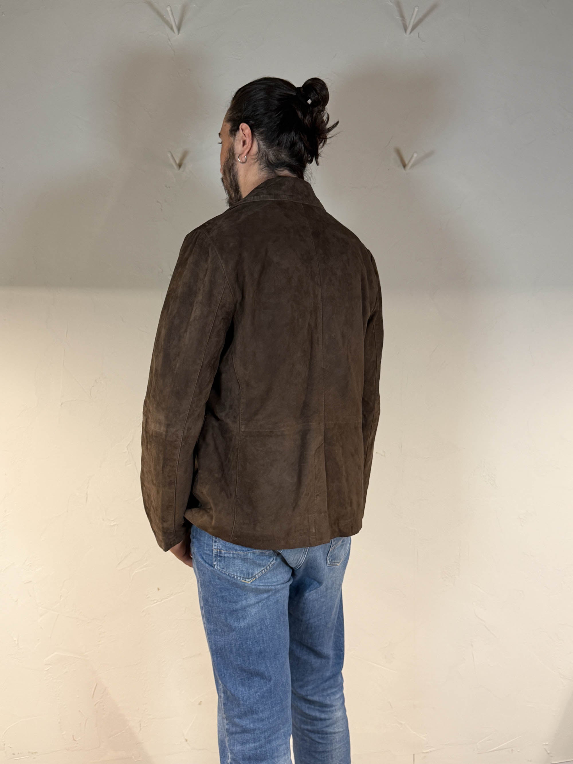 Giacca in pelle scamosciata marrone