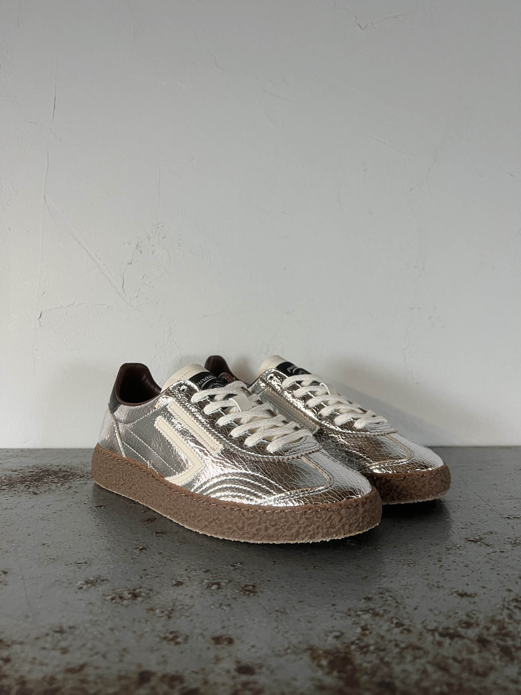 Puraai Sneaekers XS donna cracked argento