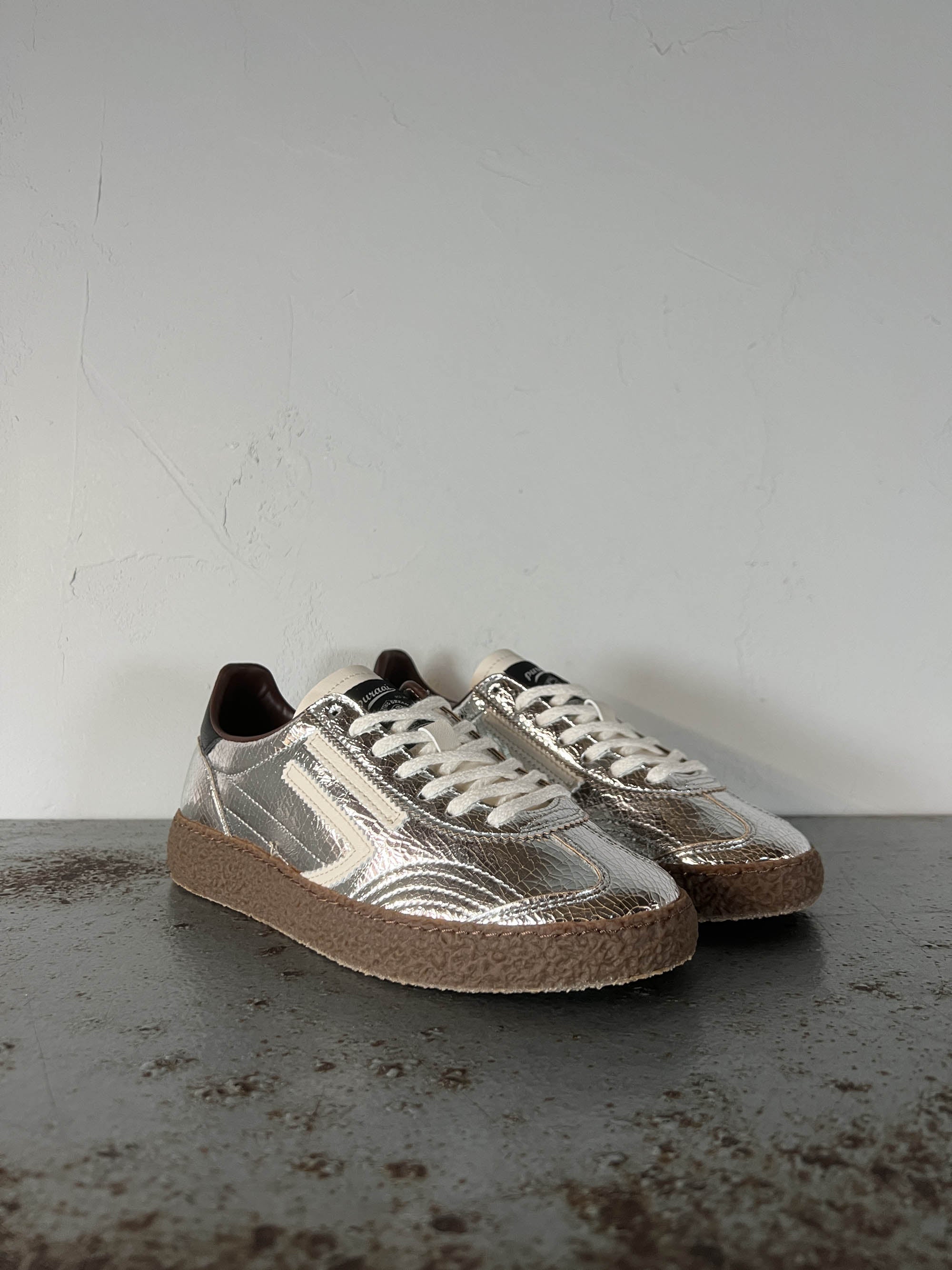 Puraai Sneaekers XS donna cracked argento