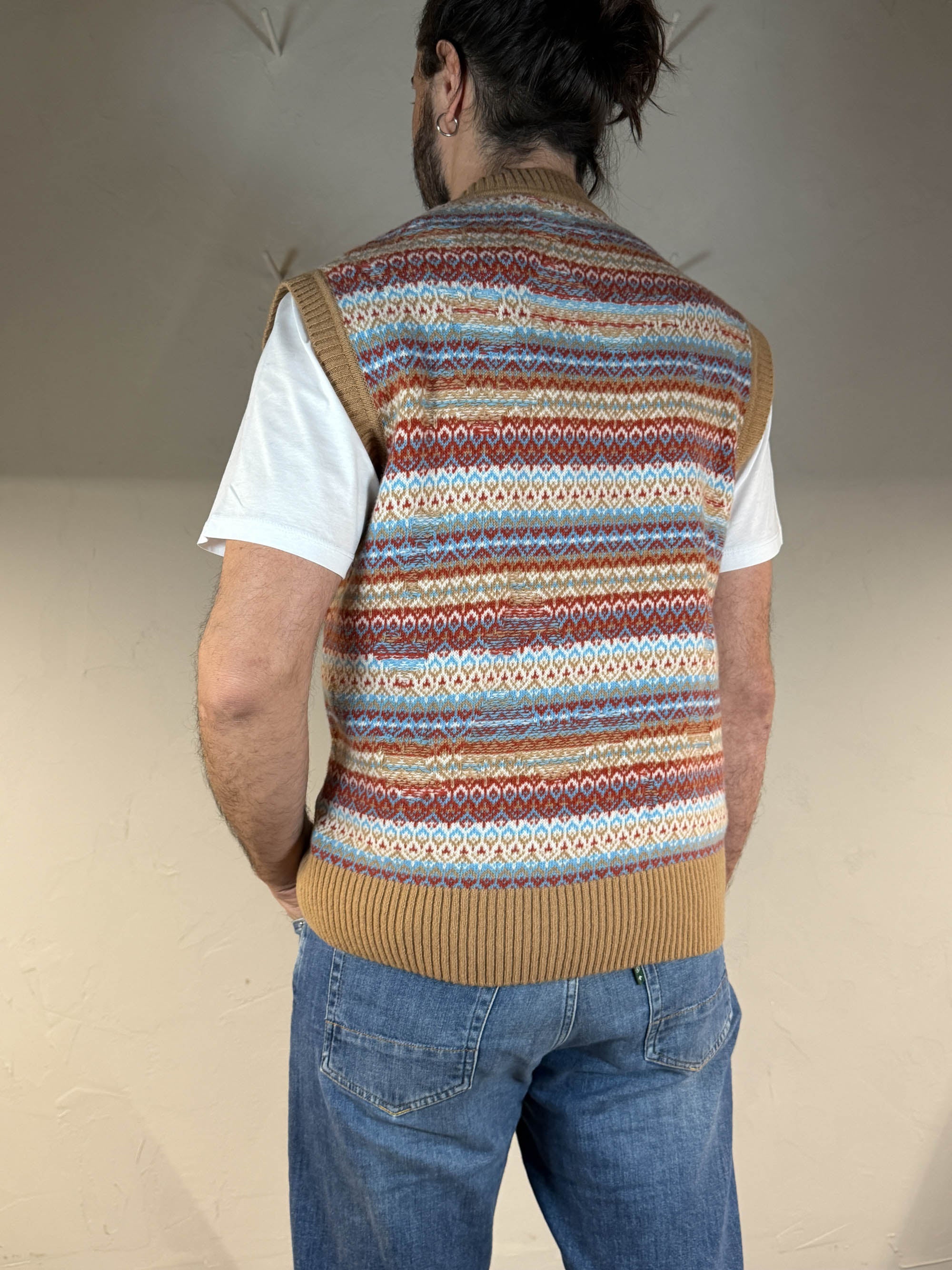 Daniele Fiesoli Gilet scollo V fantasia beige