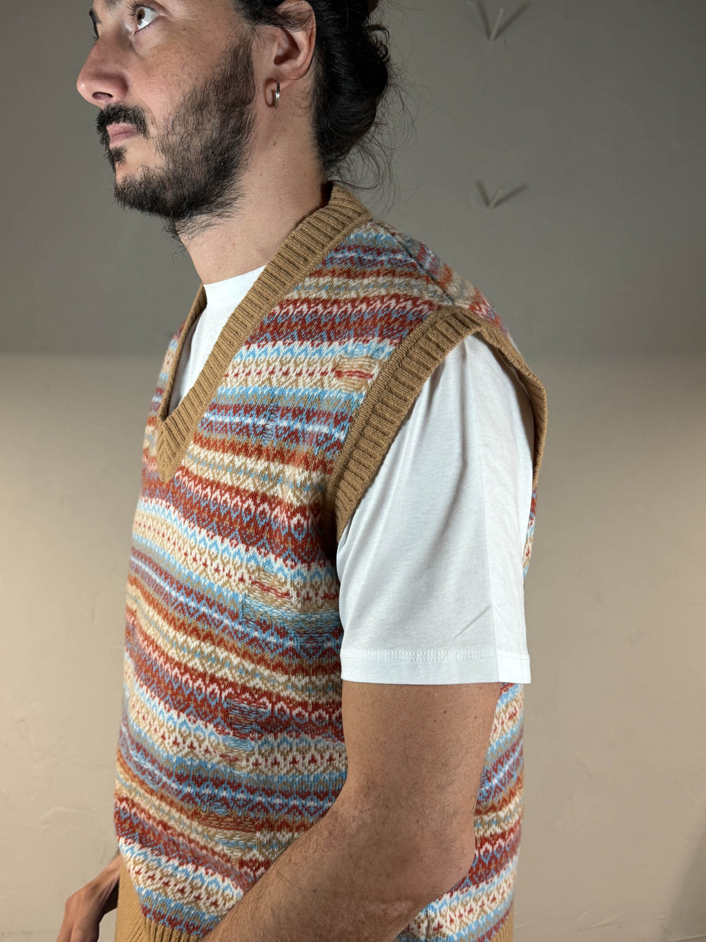 Daniele Fiesoli Gilet scollo V fantasia beige