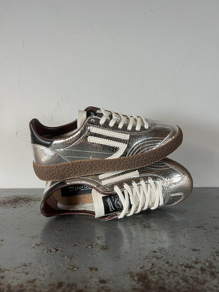 Puraai Sneaekers XS donna cracked argento