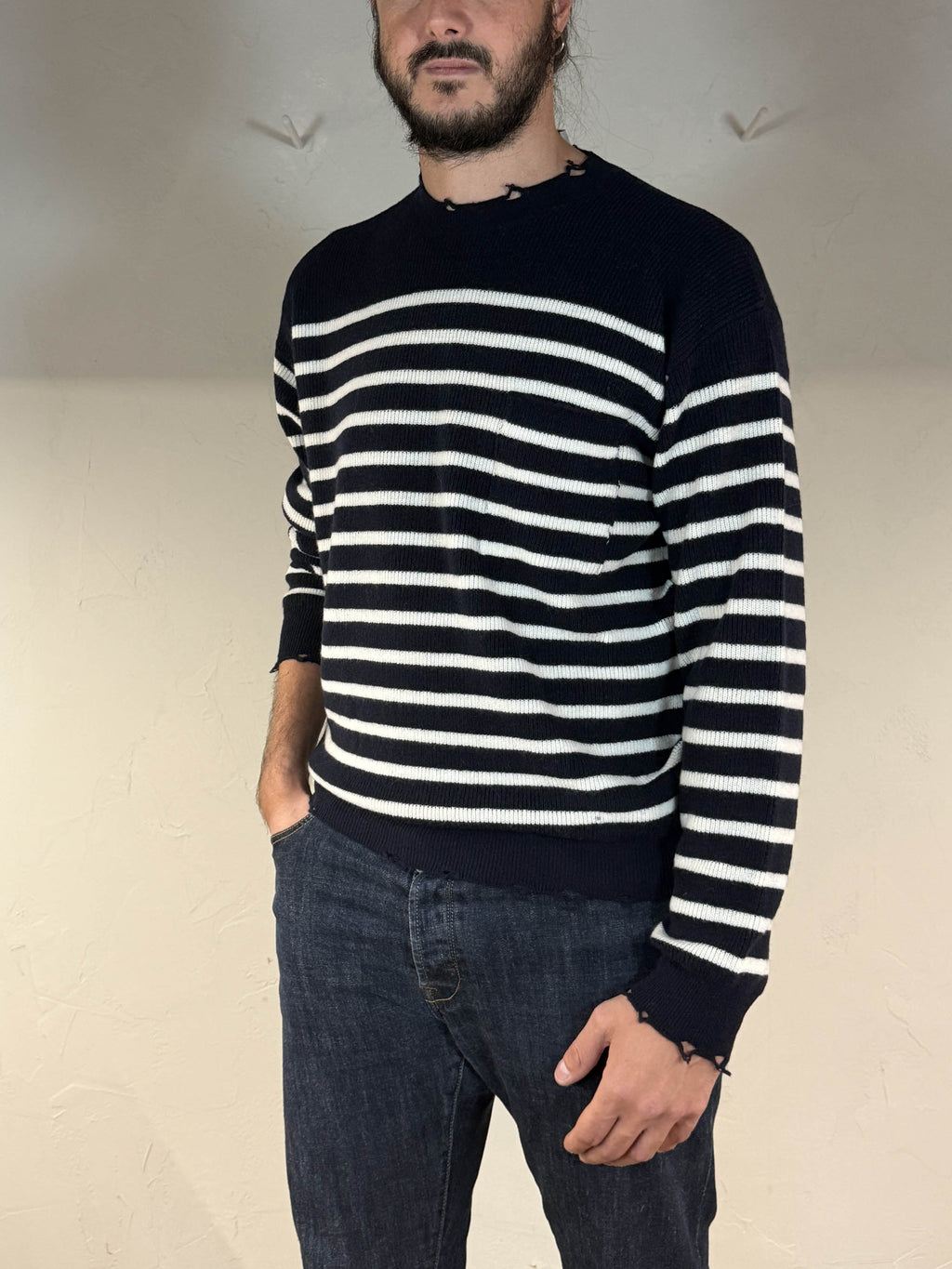 Maglia girocollo a righe