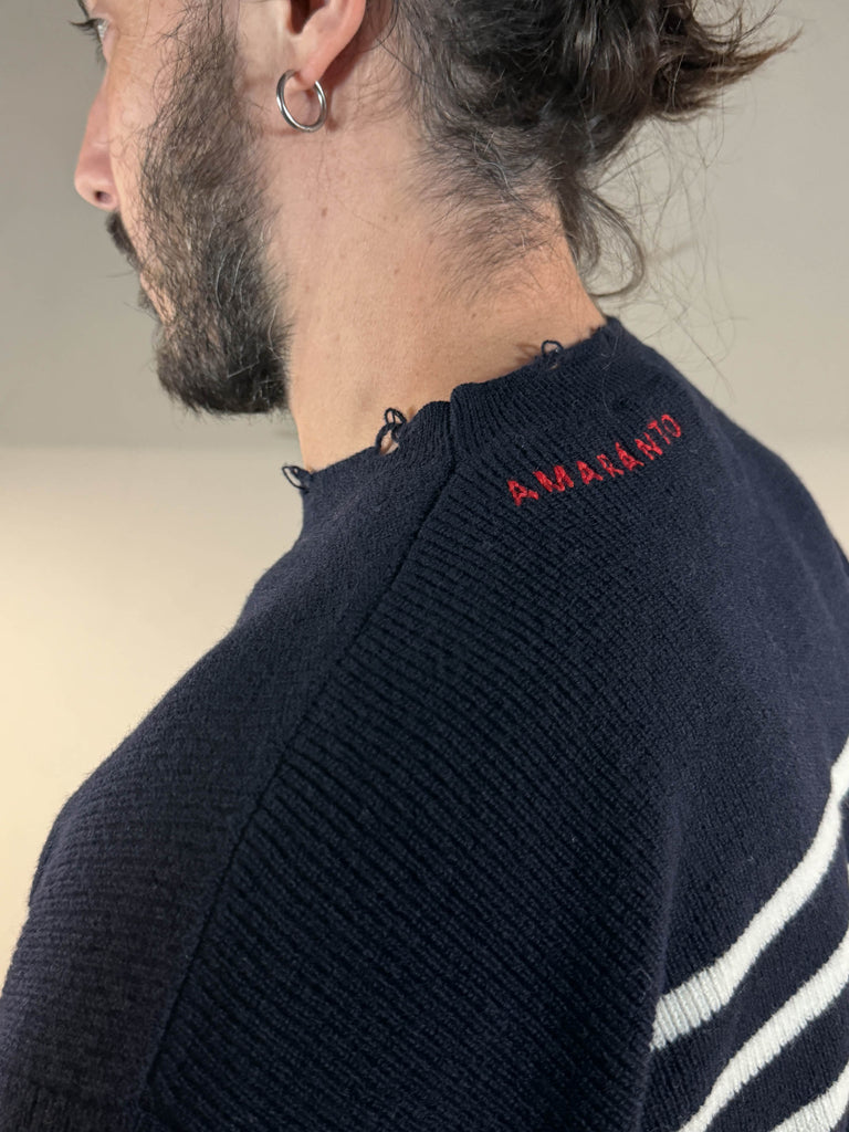 Amaranto Maglia girocollo a righe