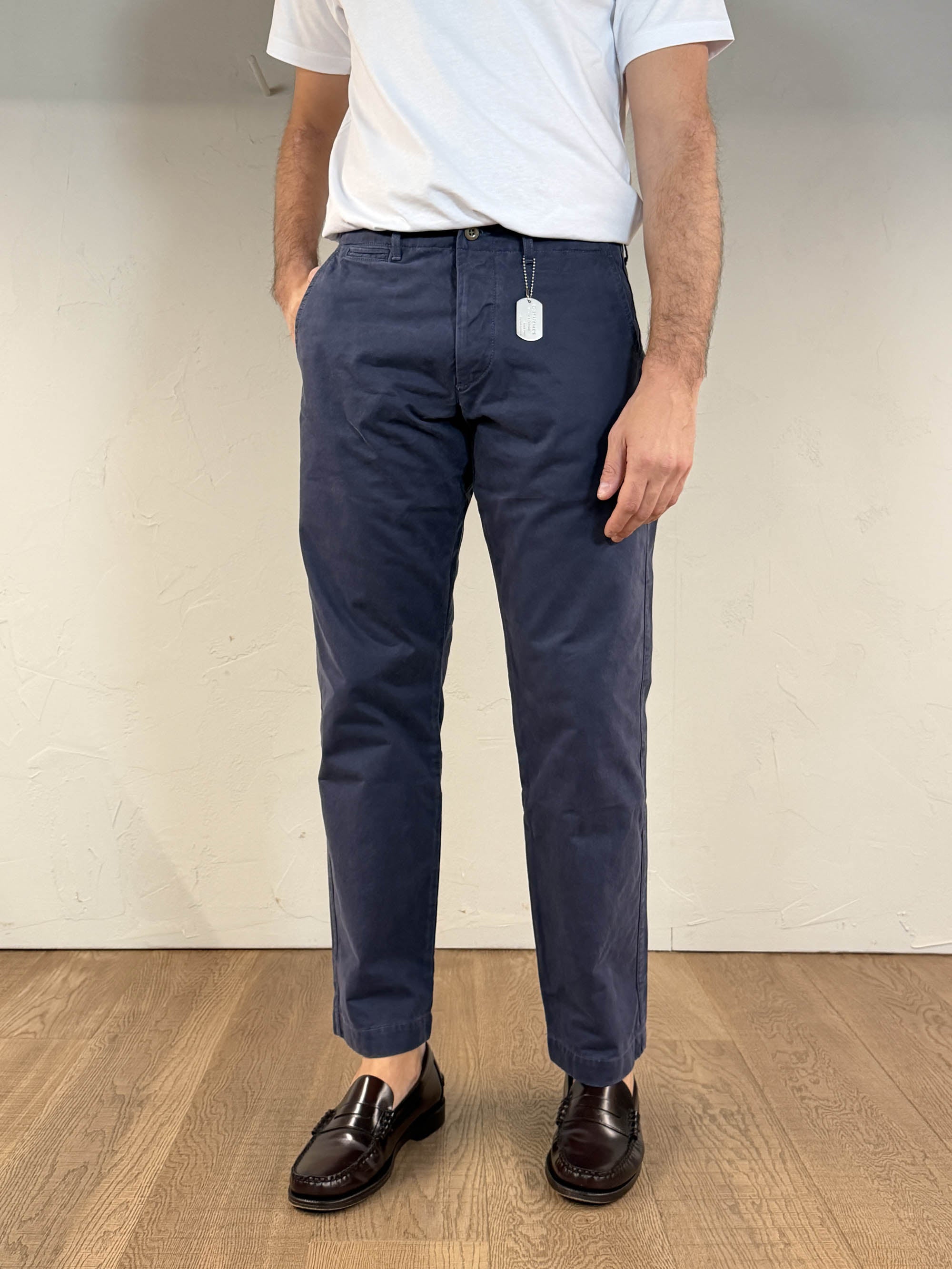 Pantalone officer chino indigo blu