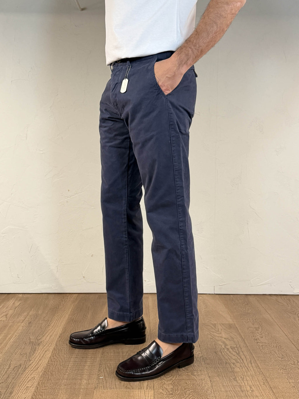 Pantalone officer chino indigo blu