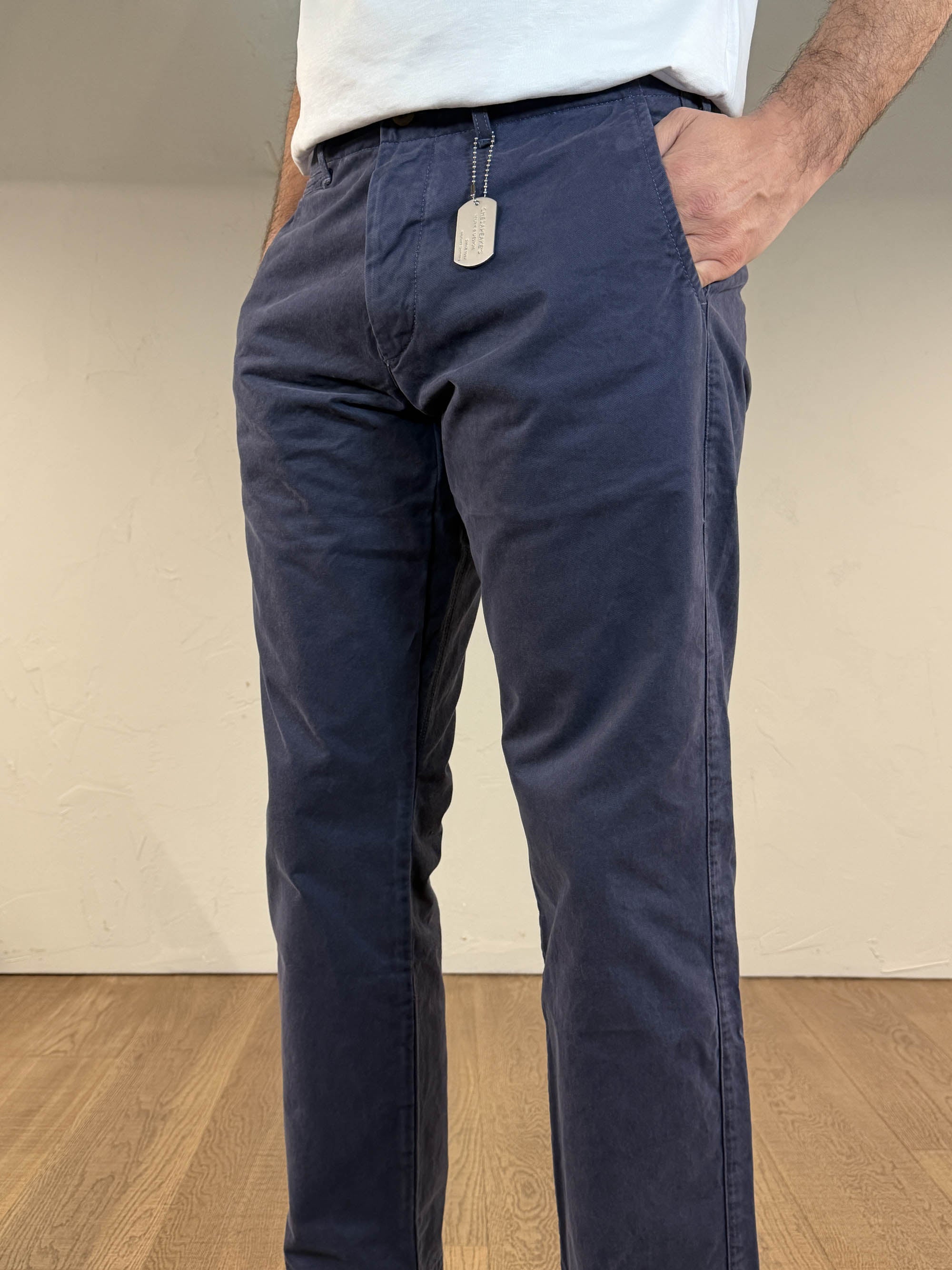 Pantalone officer chino indigo blu
