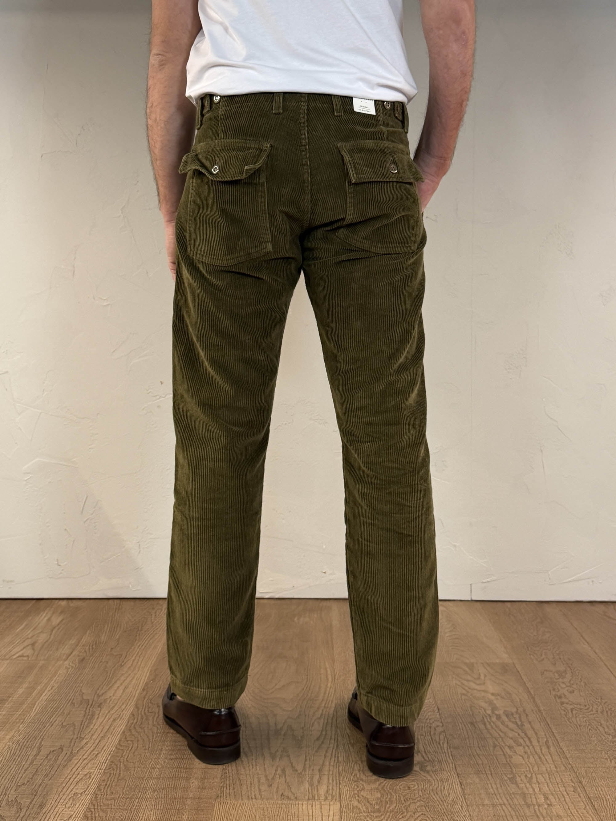 Pantalone fatigue corduroy velluto army green