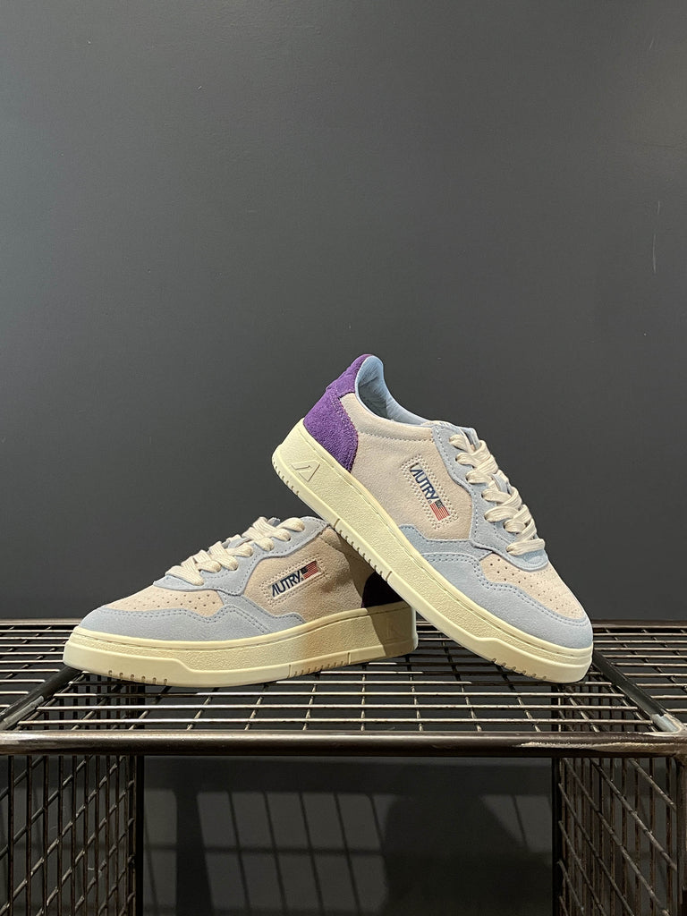 Autry Medalist Low AULW TS02 suede grigio viola celeste