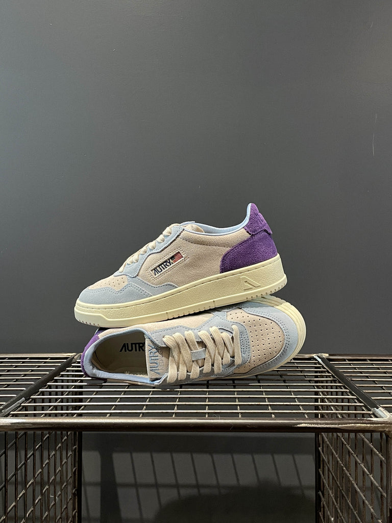 Autry Medalist Low AULW TS02 suede grigio viola celeste