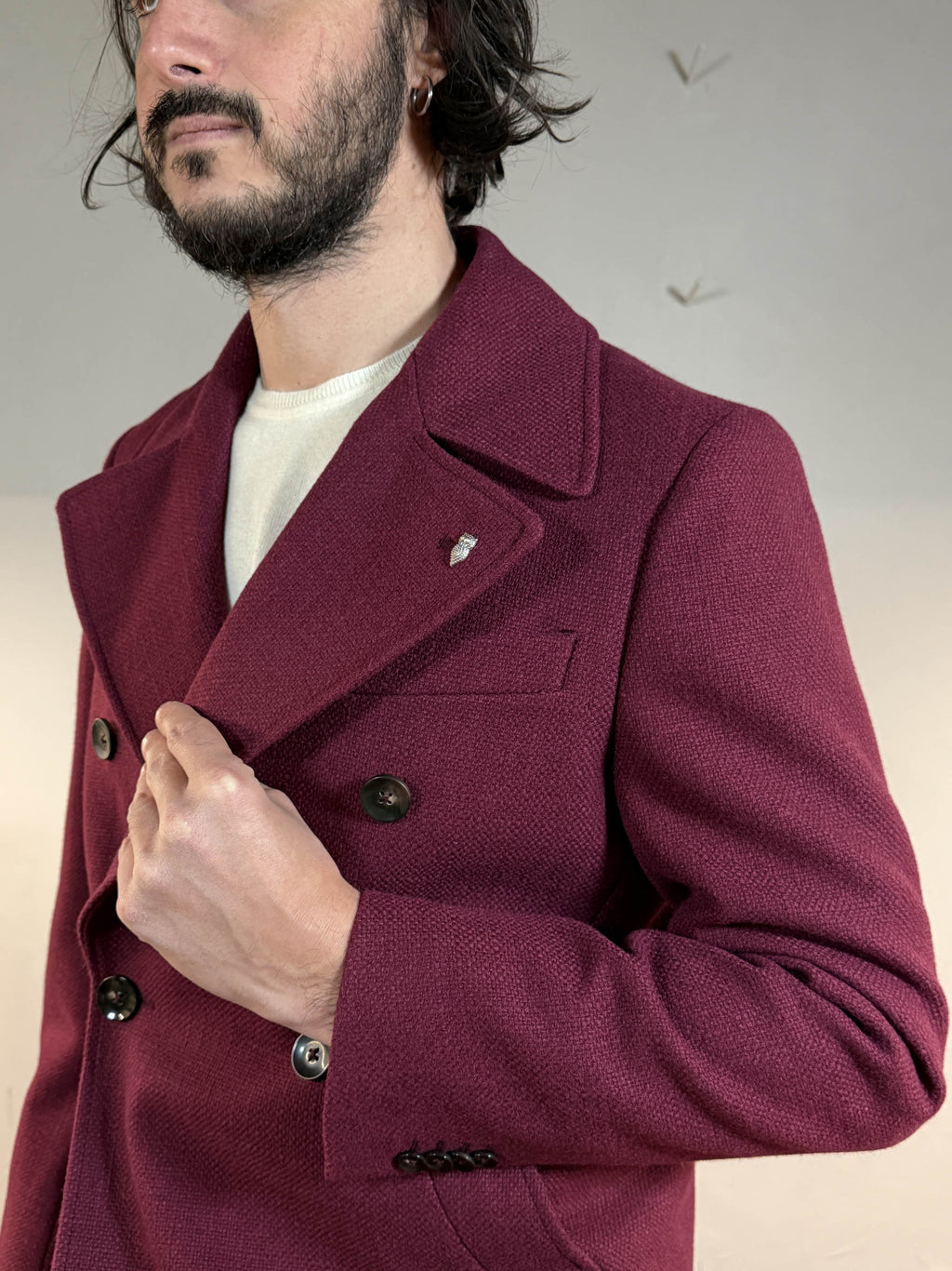 Berry & Brian cappotto doppio petto borgogna