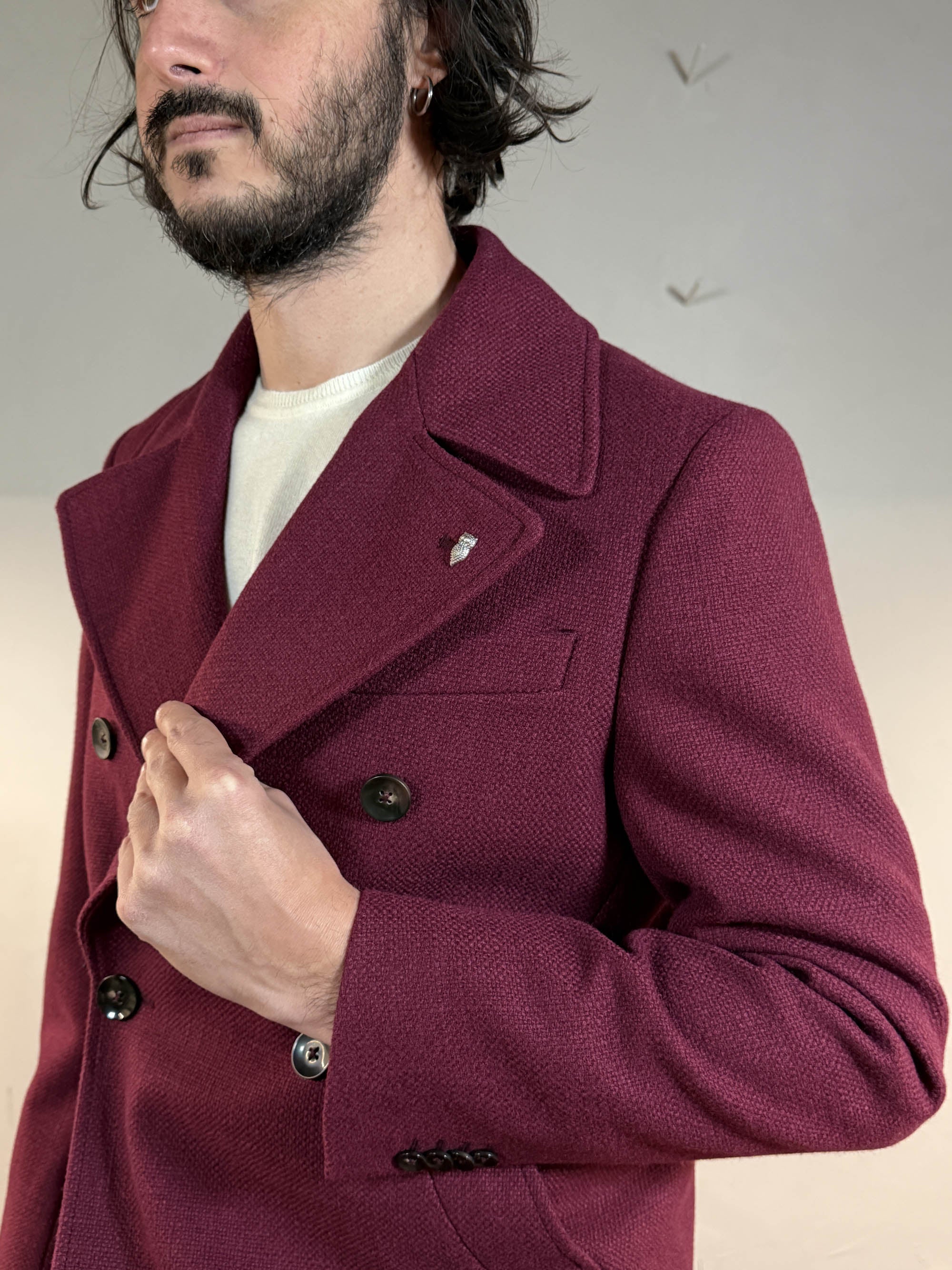 Berry & Brian cappotto doppio petto borgogna