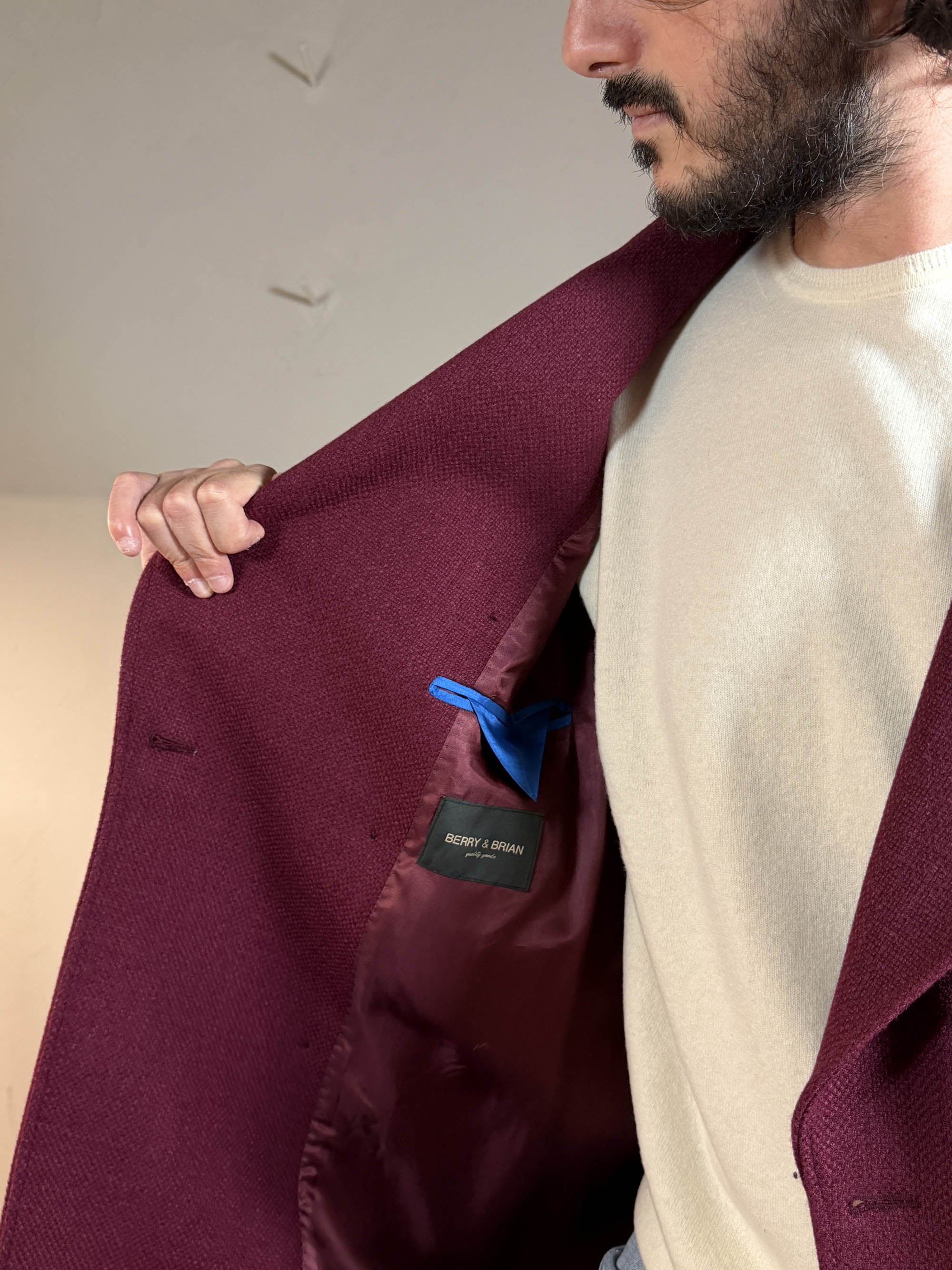 Berry & Brian cappotto doppio petto borgogna