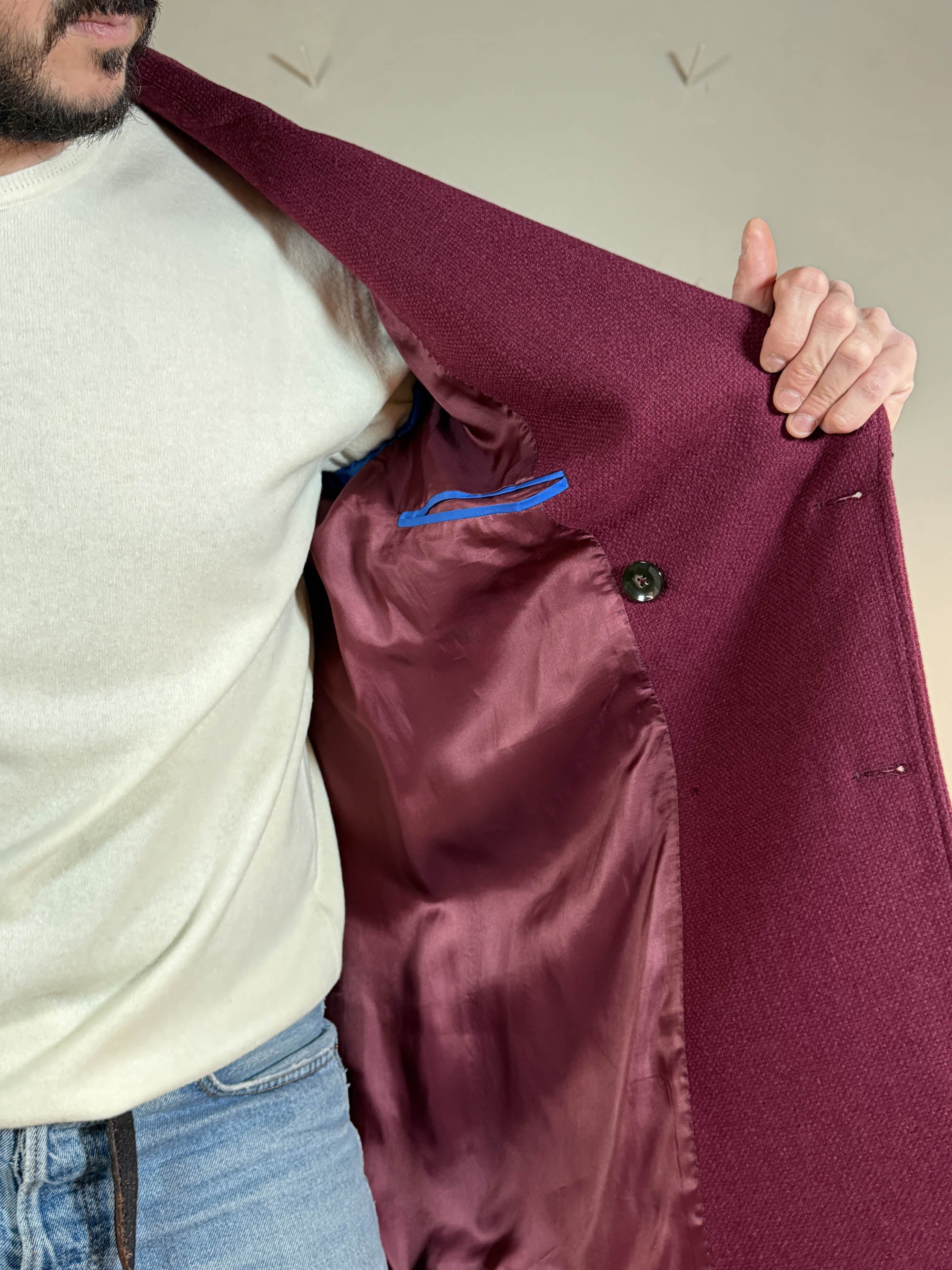 Berry & Brian cappotto doppio petto borgogna