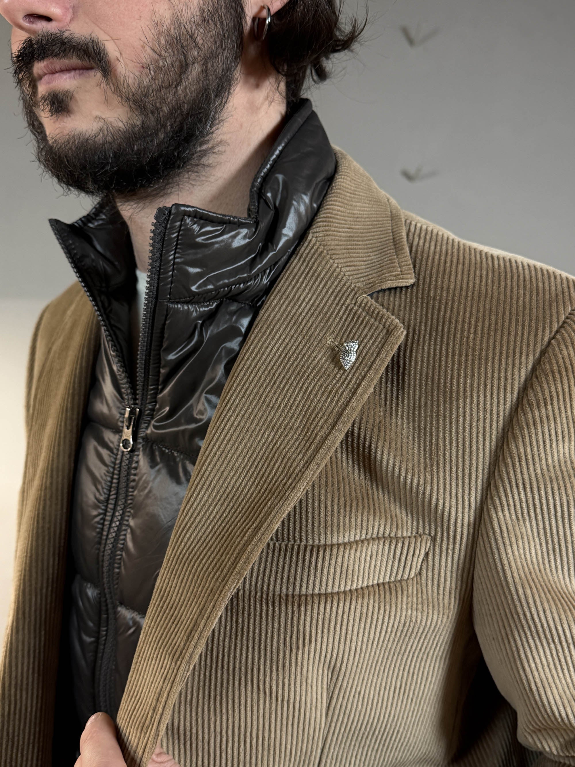 Berry & Brian Giacca in velluto di cotone sand