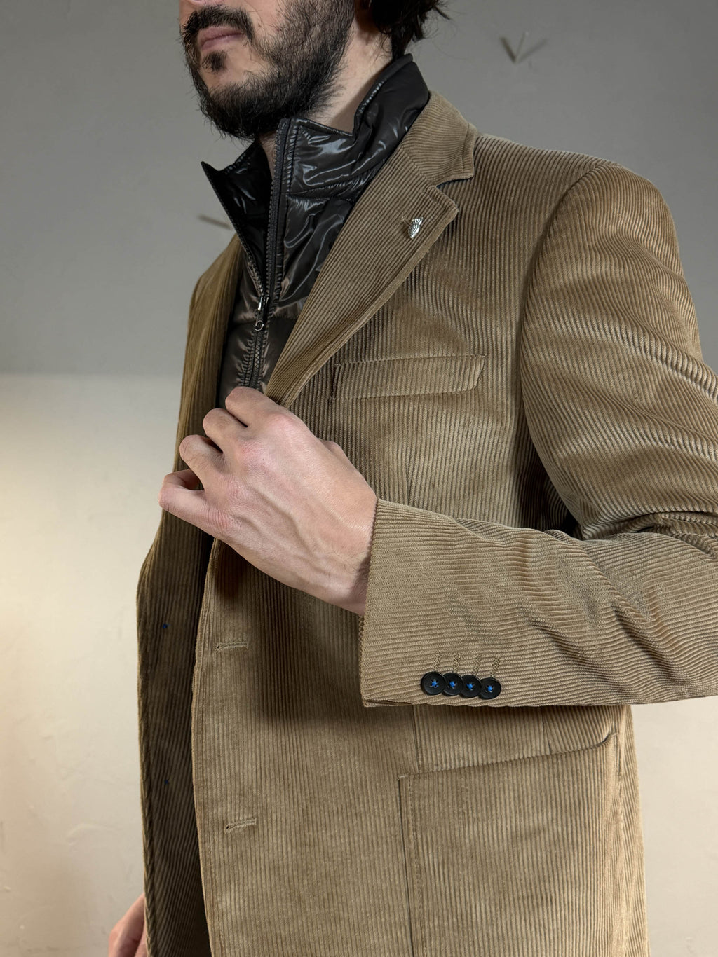 Berry & Brian Giacca in velluto di cotone sand