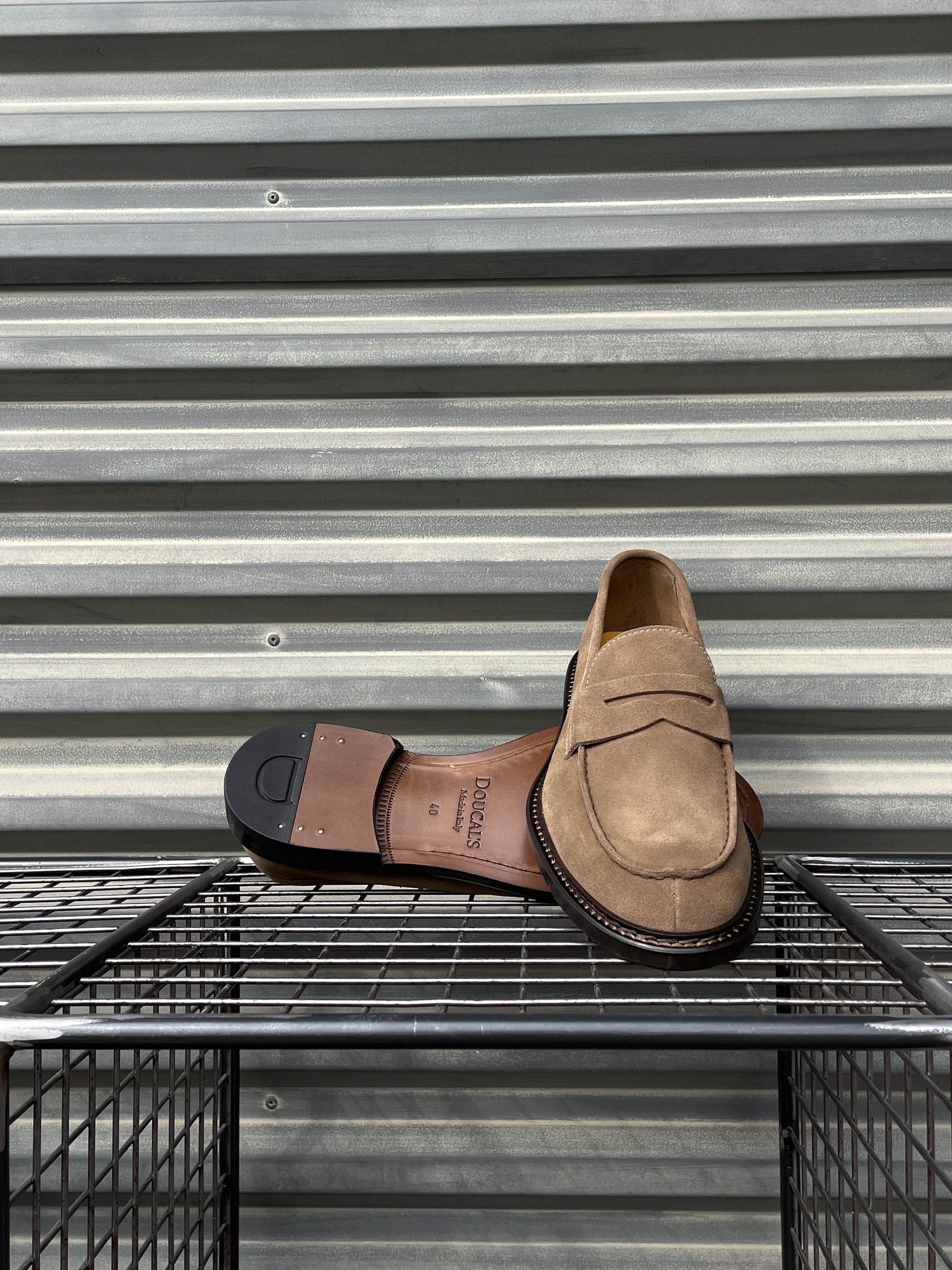 Doucal's mocassino penny in suede DU2405 cacao