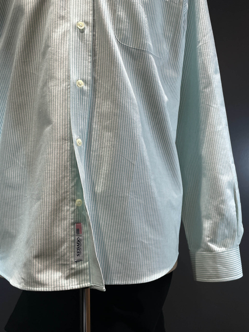 Sebago camicia botton down a righe green arctic white