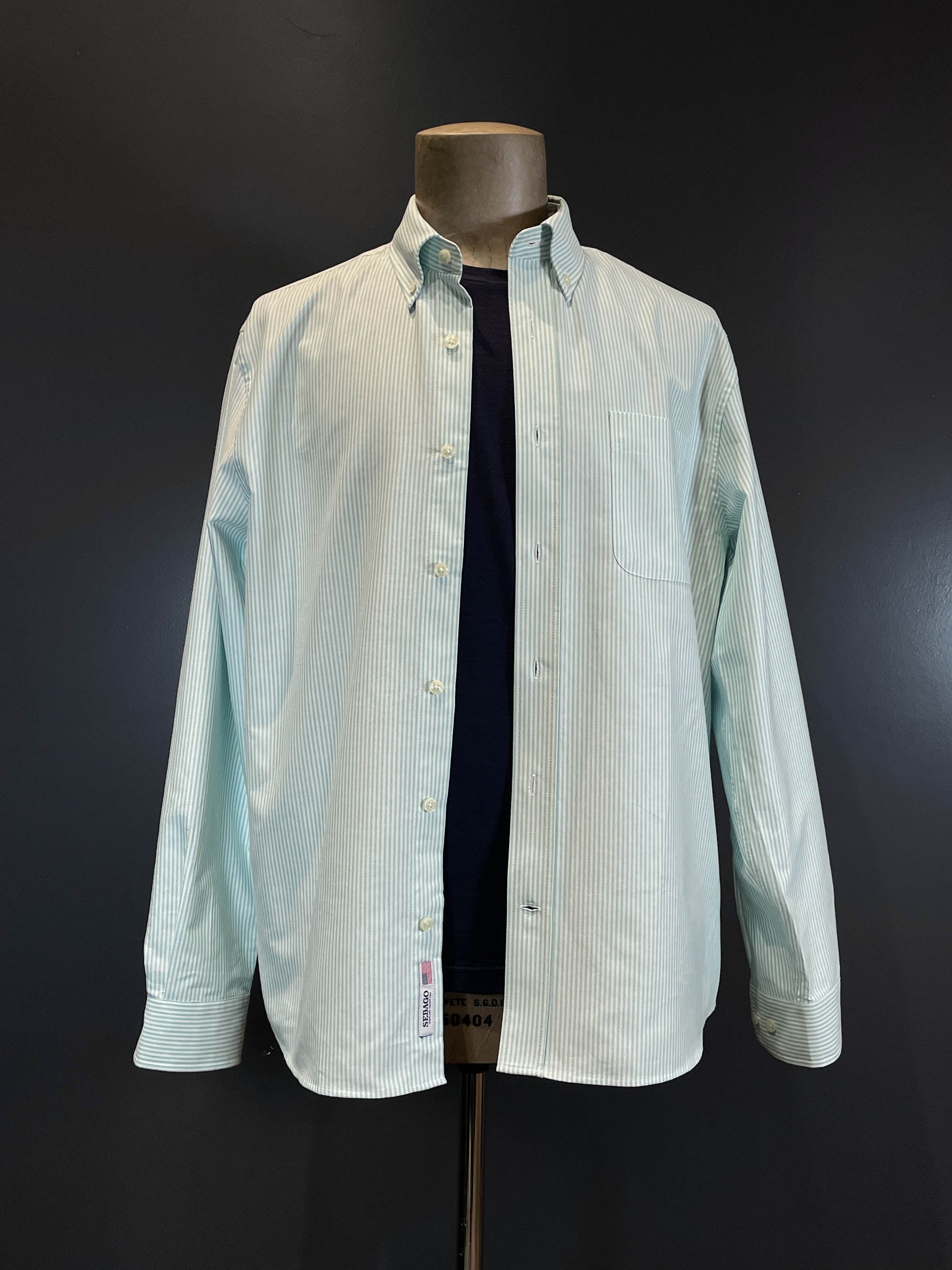 Sebago camicia botton down a righe green arctic white