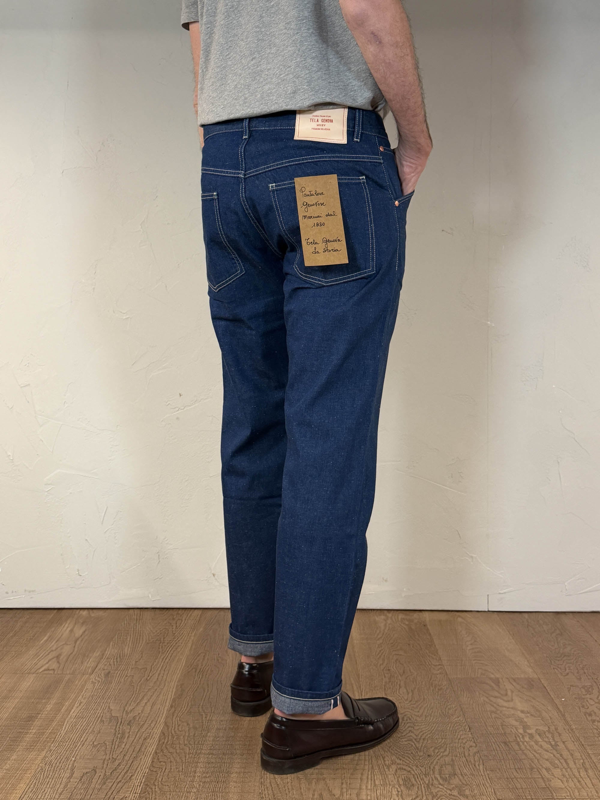 Tela Genova Pantalone Cinque Tasche Blue - Gregorio