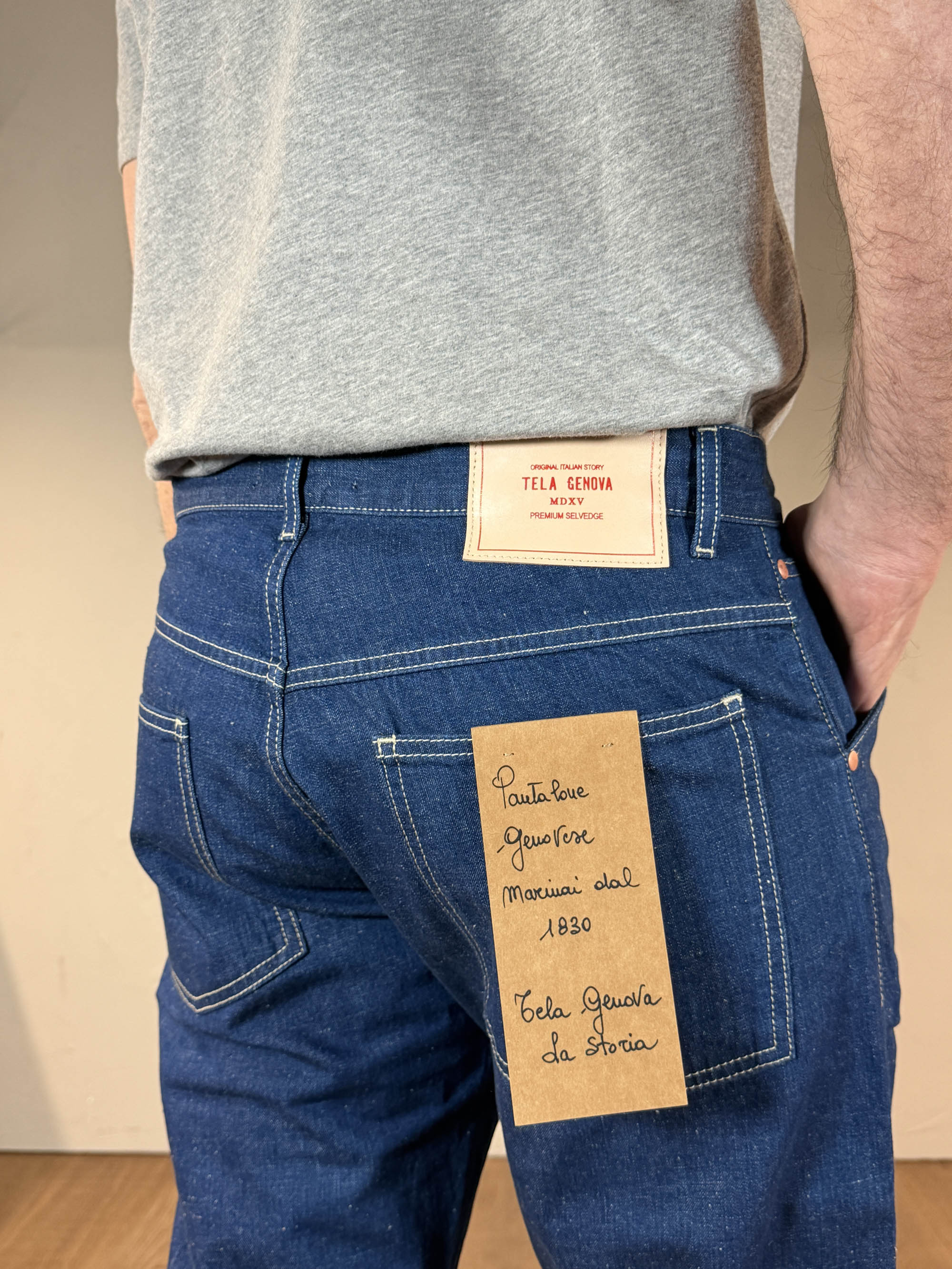 Tela Genova Pantalone Cinque Tasche Blue - Gregorio