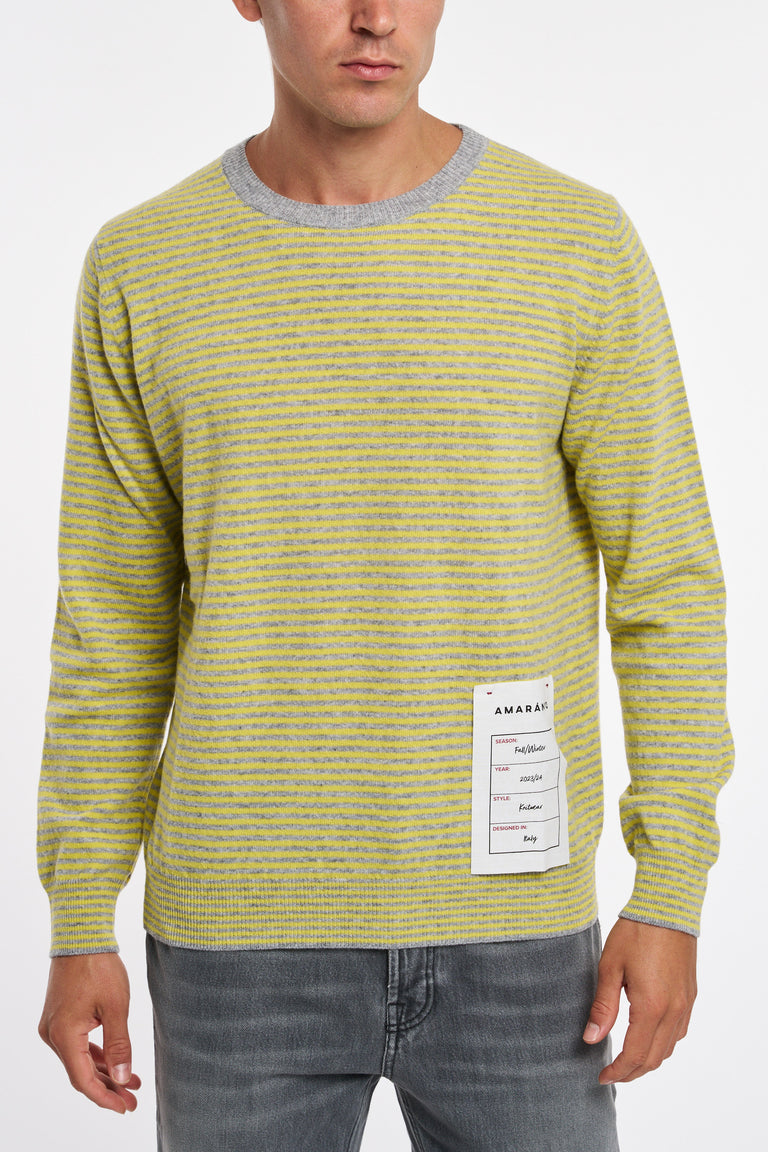 Girocollo in lana a righe B9R068R giallo grigio